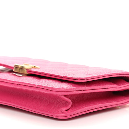 Chanel Shiny Caviar Quilted Chain Melody Wallet On Chain WOC Dark Pink 10 of 10