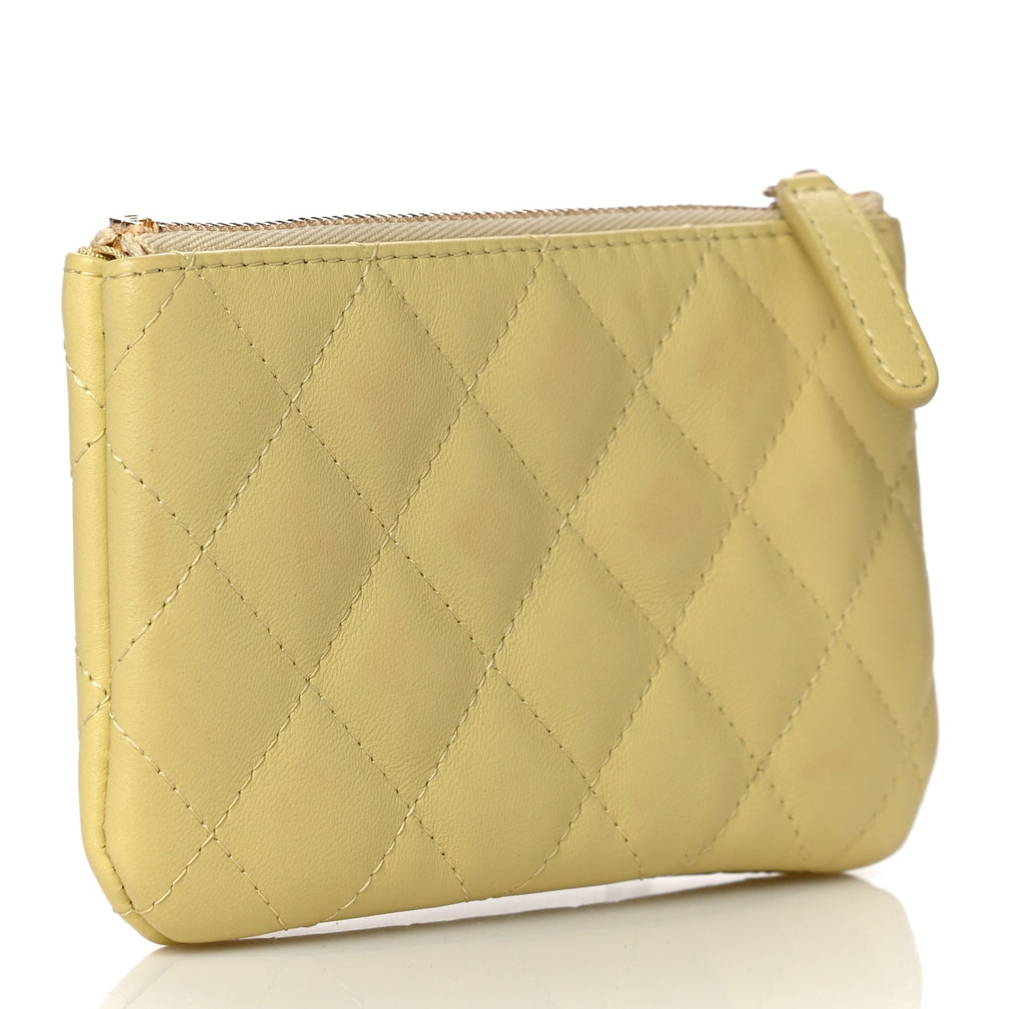 Lambskin Quilted Small Cosmetic Case Yellow