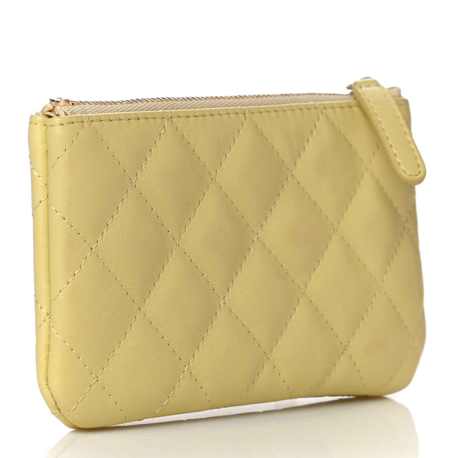 Chanel Lambskin Quilted Small Cosmetic Case Yellow 3 of 8