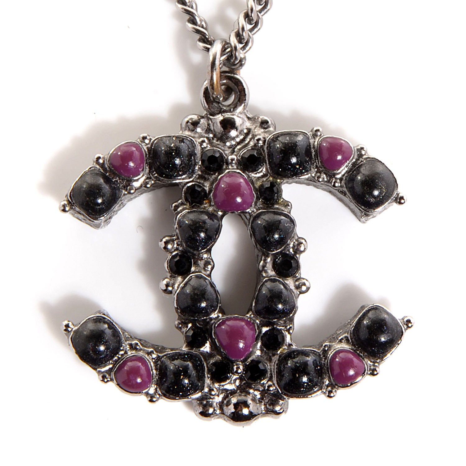 Chanel Ruthenium CC Necklace Black Purple 3 of 7