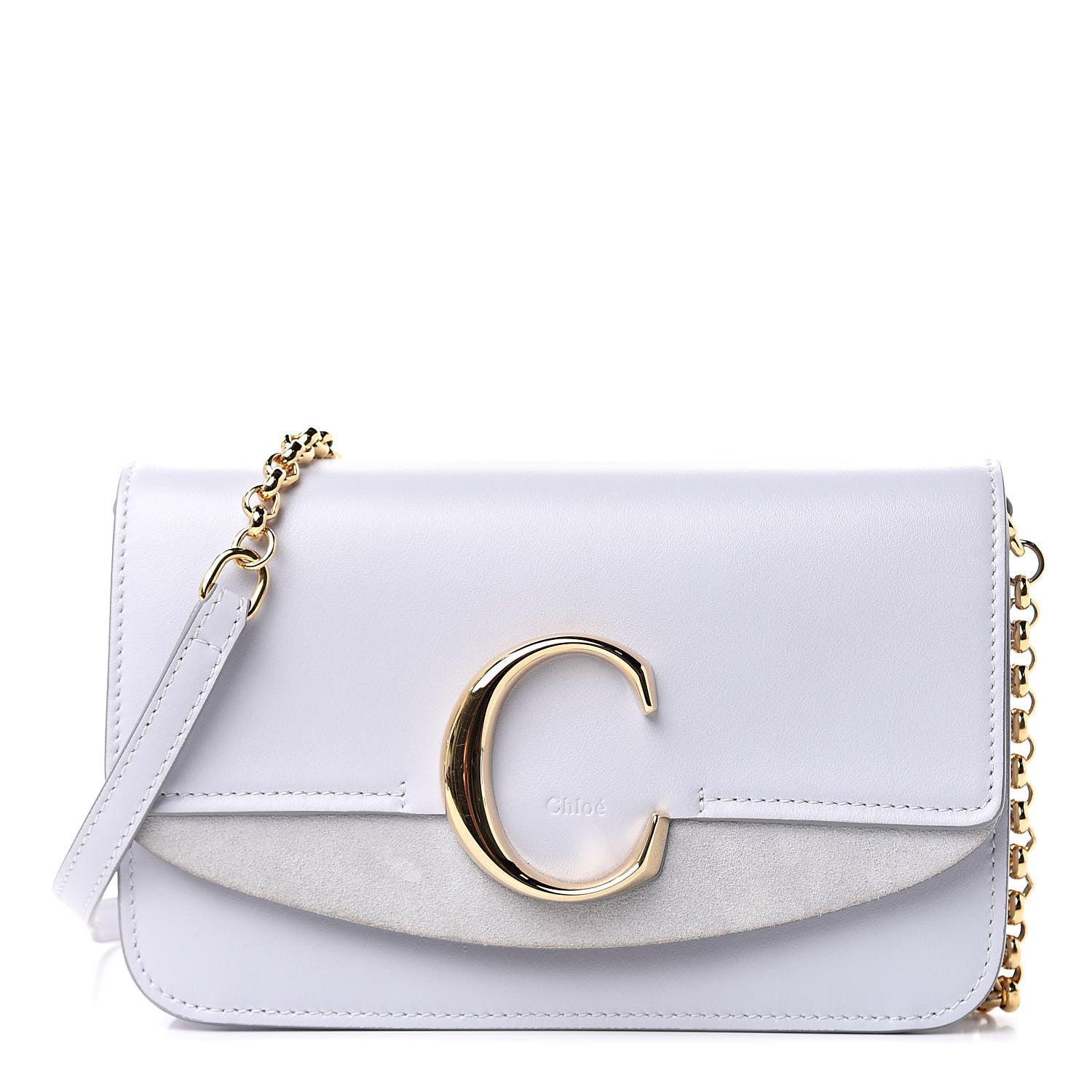 Chloe Calfskin Suede C Clutch With Chain Light Cloud 1 of 11