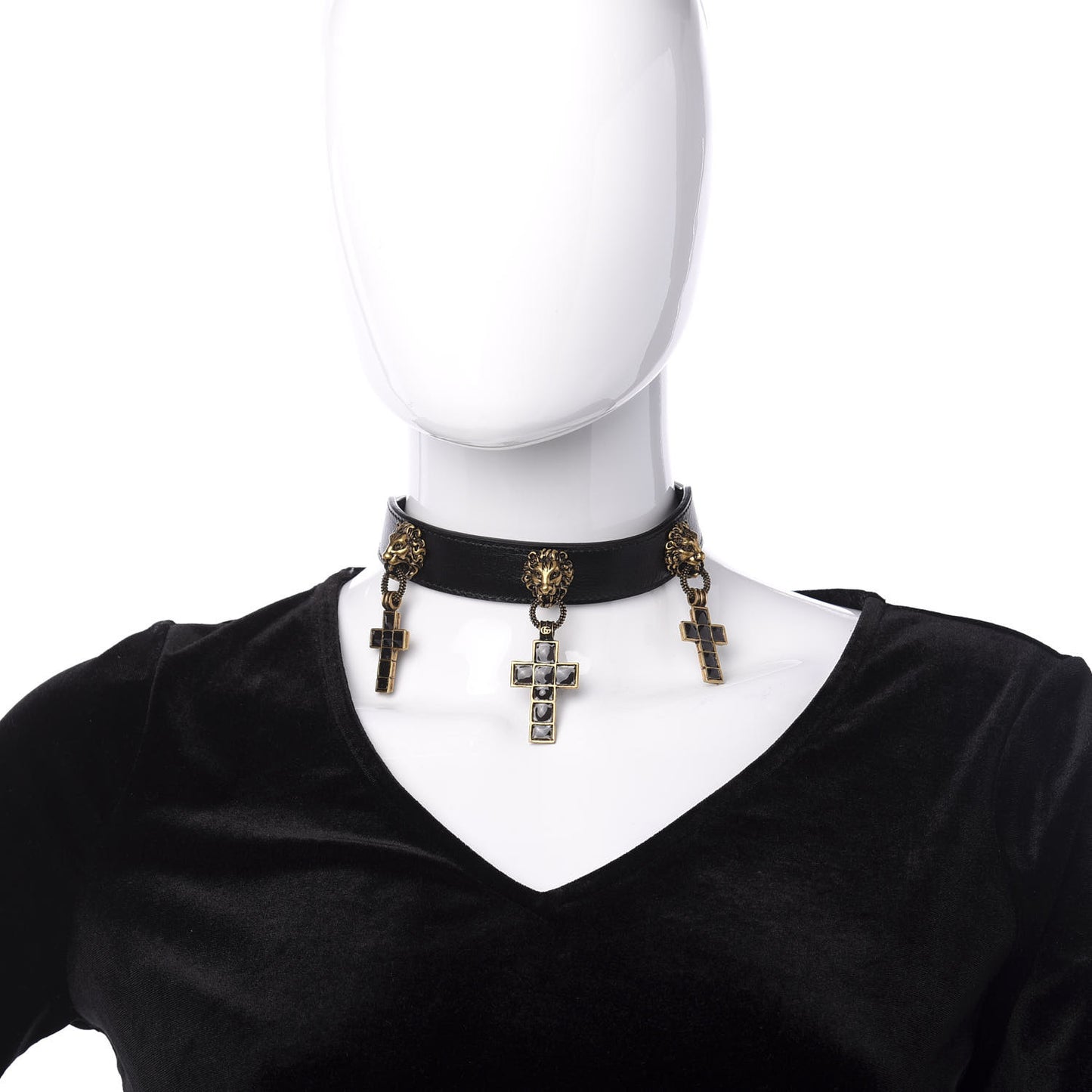 Calfskin Cross Choker Black