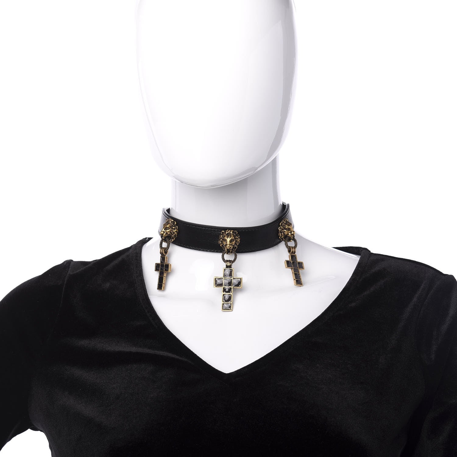 Gucci Calfskin Cross Choker Black 2 of 8