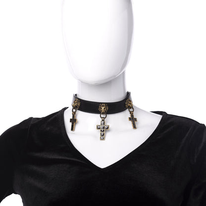 Gucci Calfskin Cross Choker Black 2 of 8