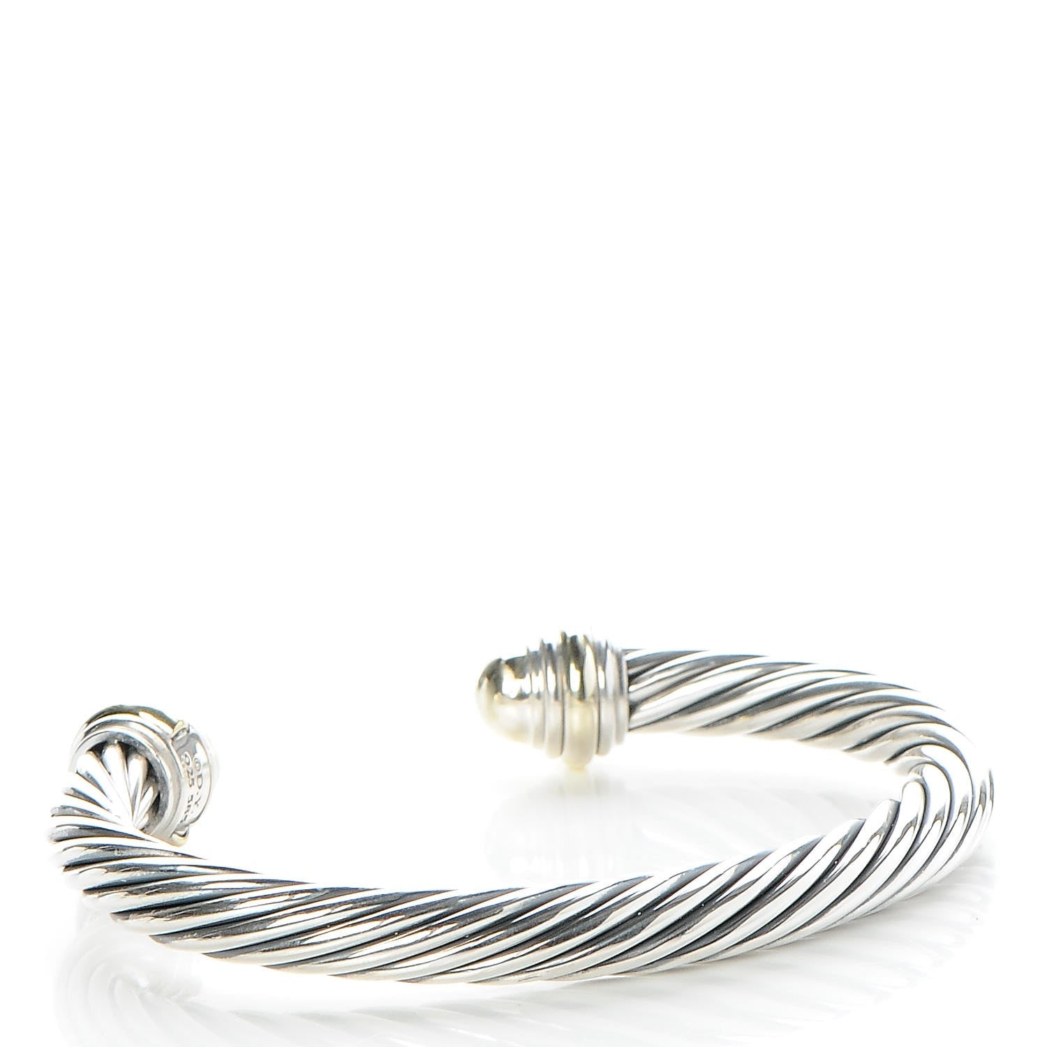 David Yurman Sterling Silver 14K Yellow Gold 7mm Cable Classics Bracelet 3 of 4