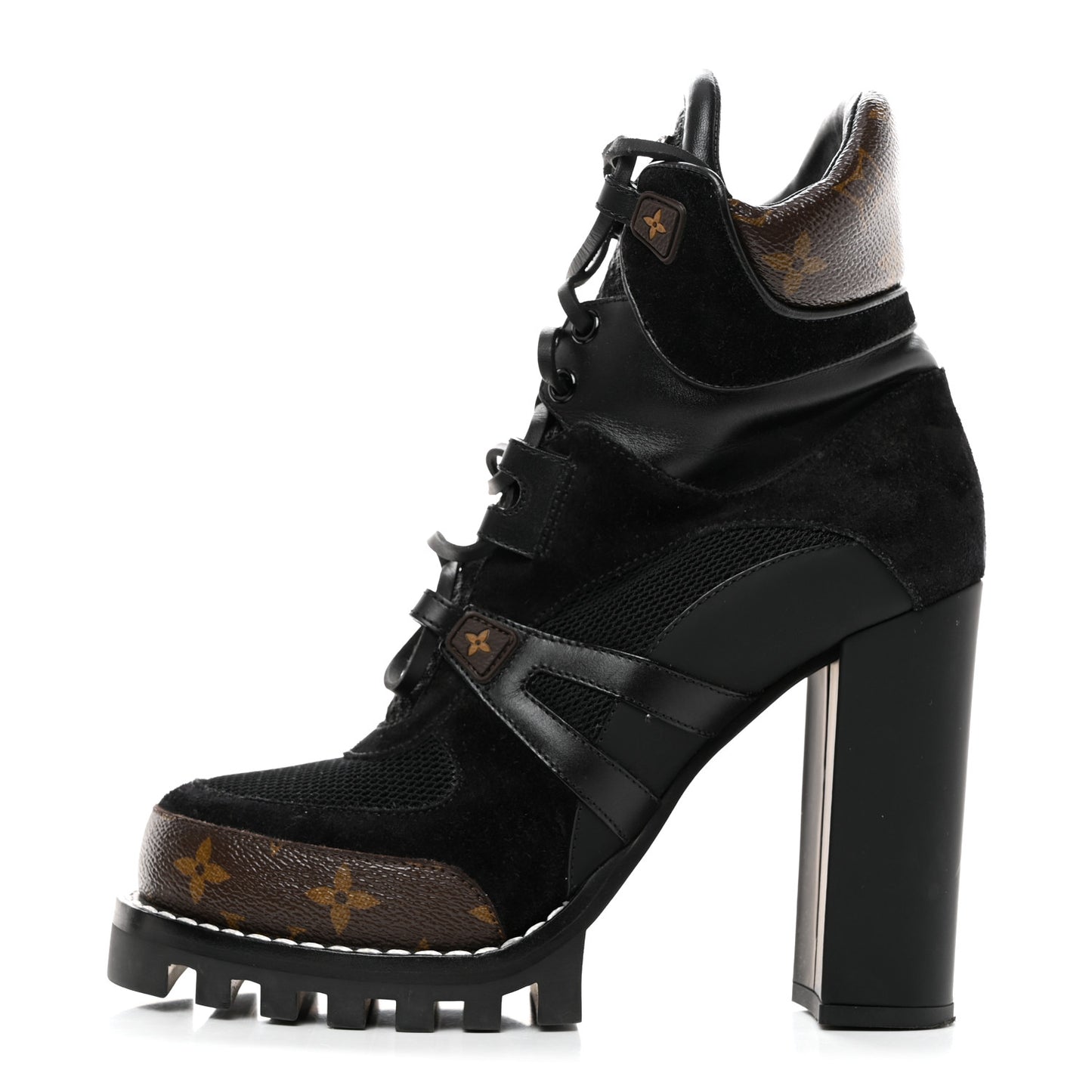 Suede Calfskin Monogram Star Trail Ankle Boots 39.5 Black
