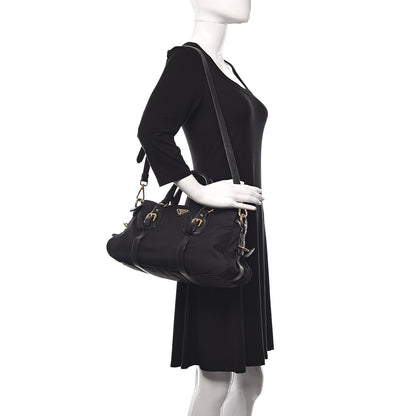 Prada Tessuto Nylon Calfskin Shopping Satchel Black 2 of 9