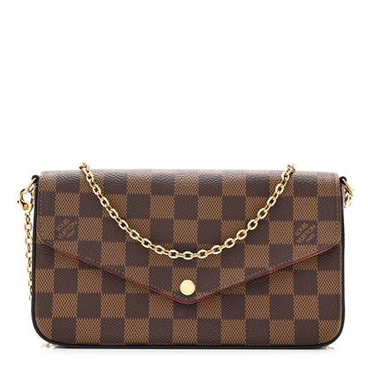 Louis Vuitton Damier Ebene Pochette Felicie Chain Wallet 2 of 12
