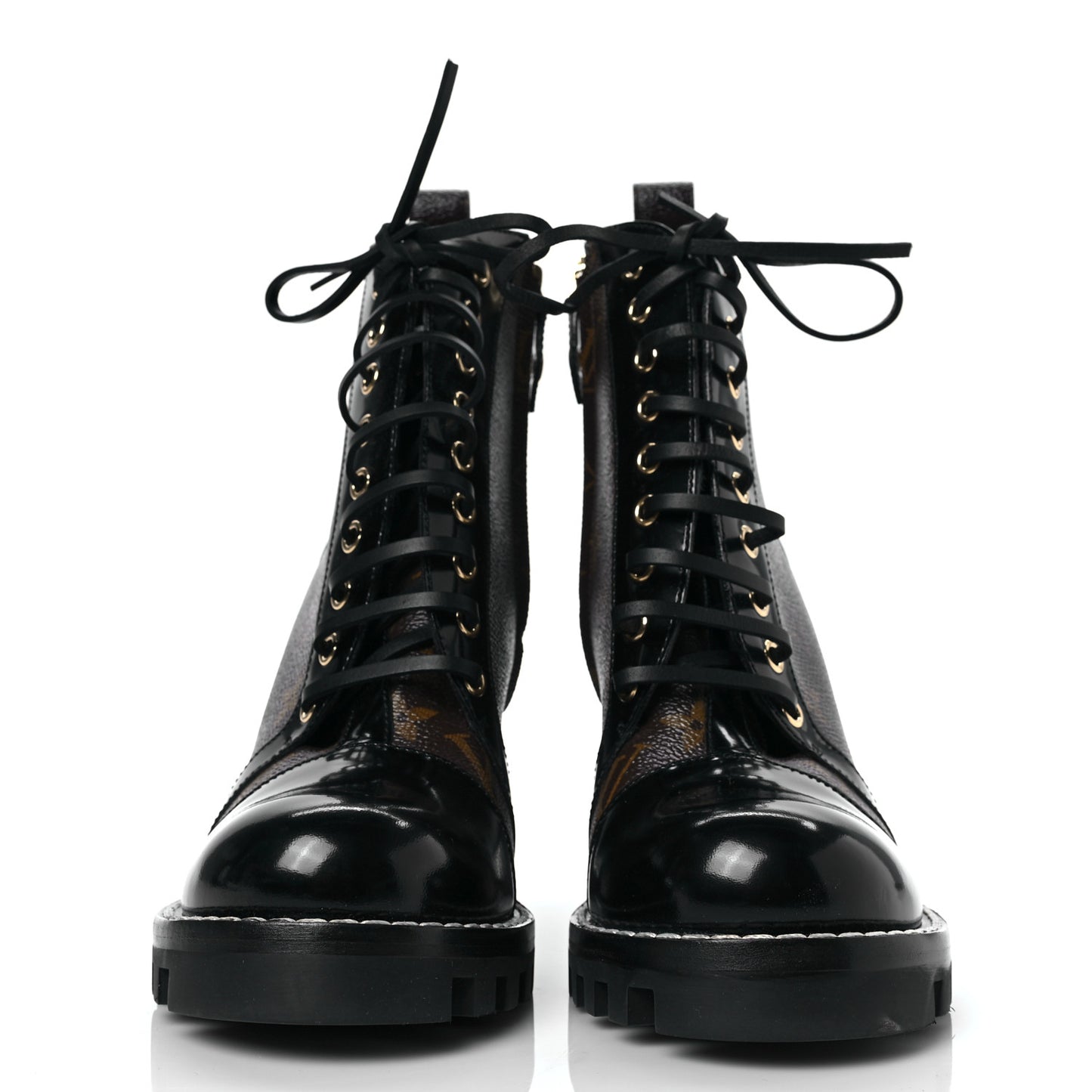 Patent Calfskin Monogram Star Trail Ankle Boots 39 Black