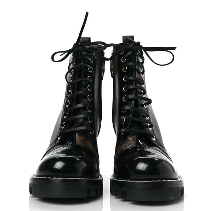 Louis Vuitton Patent Calfskin Monogram Star Trail Ankle Boots 39 Black 2 of 8