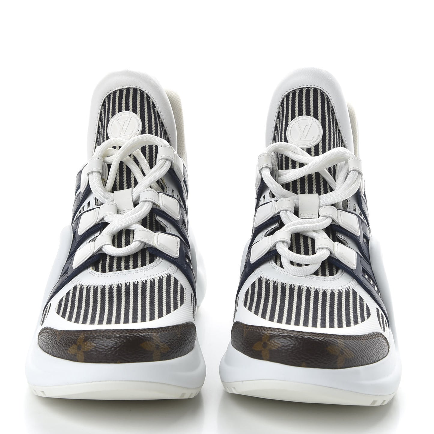 Patent Monogram Stripe LV Archlight Sneakers 39 White Blue
