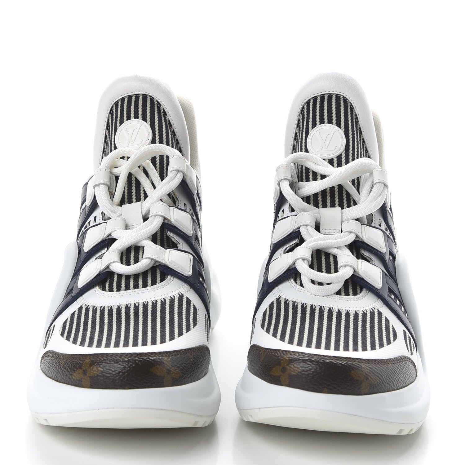 Louis Vuitton Patent Monogram Stripe LV Archlight Sneakers 39 White Blue 2 of 8
