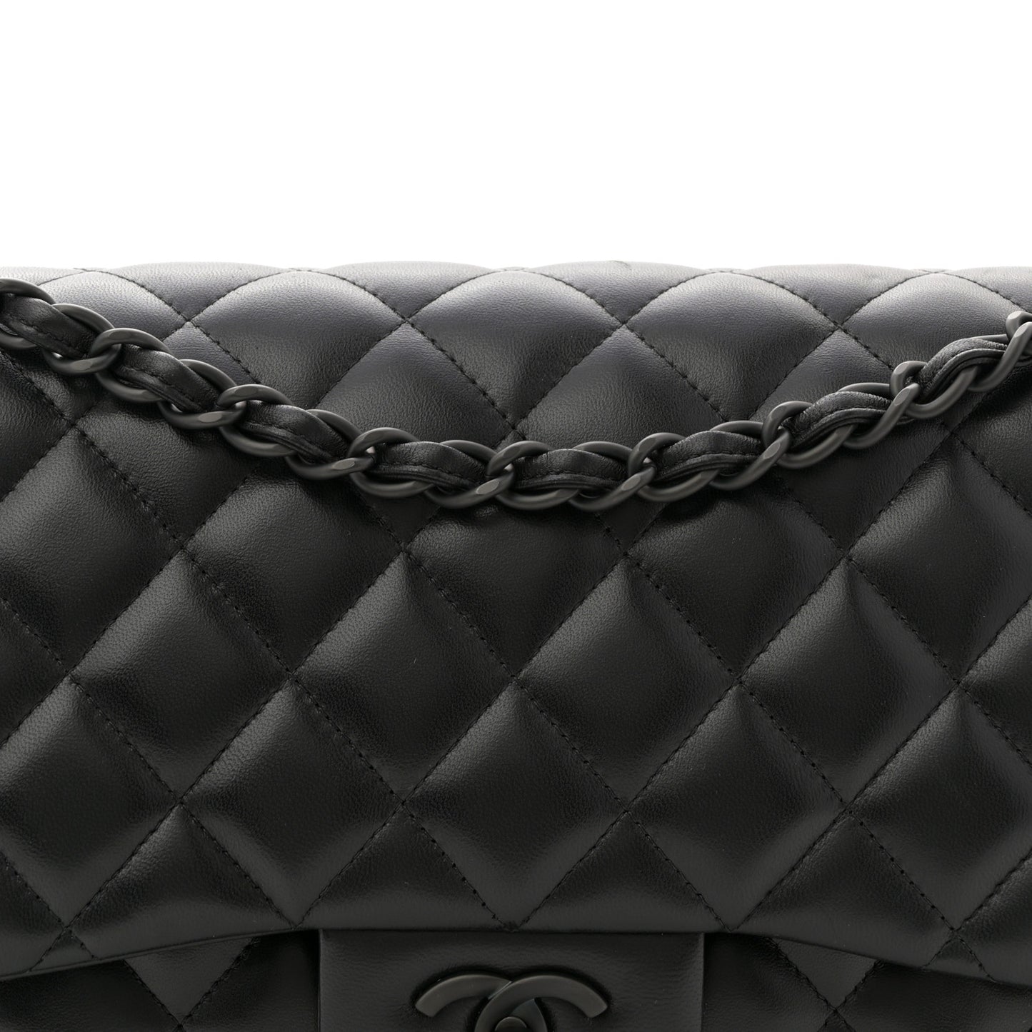 Lambskin Quilted Jumbo Double Flap So Black