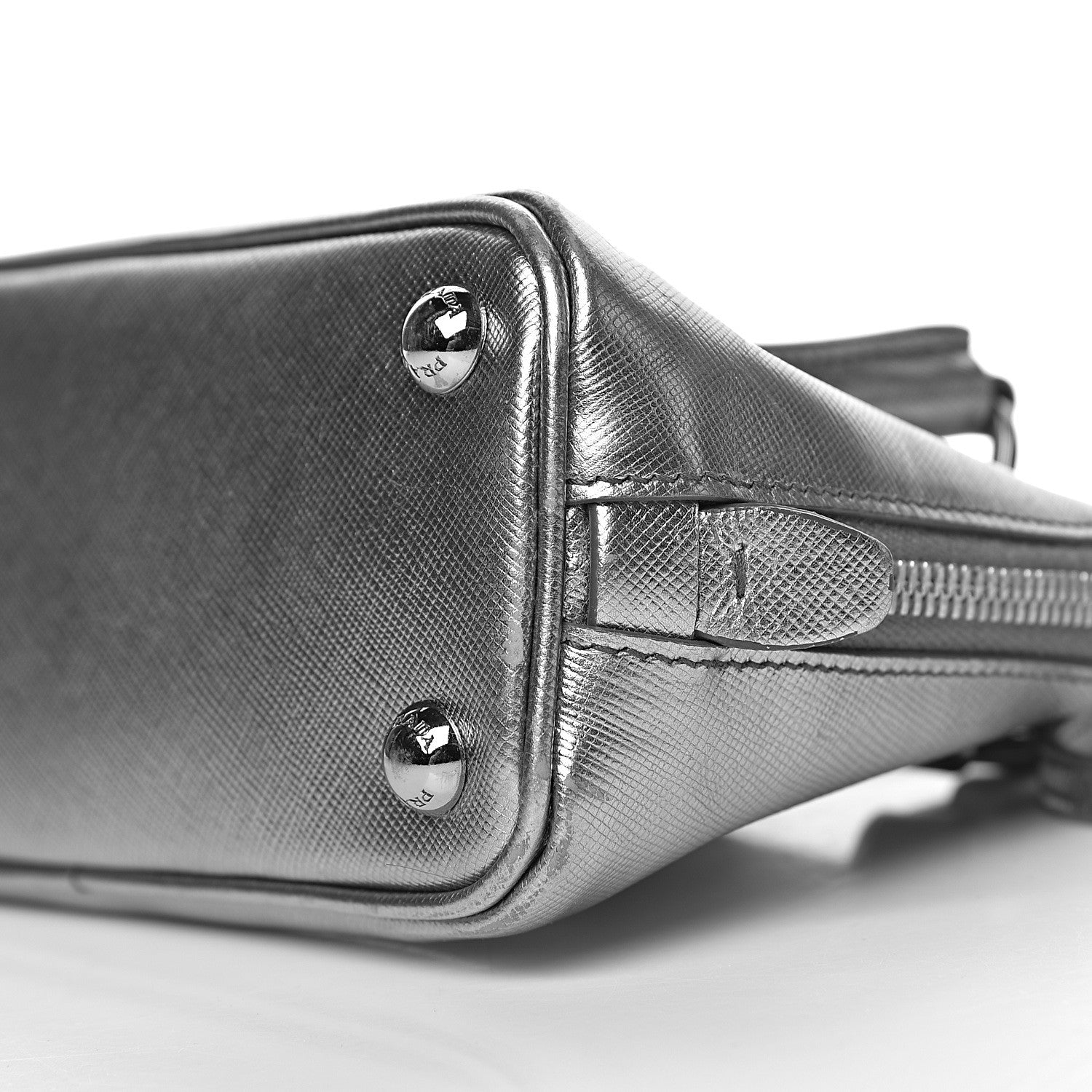 Prada Saffiano Lux Mini Promenade Tote Cromo 8 of 9
