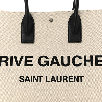Saint Laurent Linen Calfskin Rive Gauche Tote Optic White 8 of 10