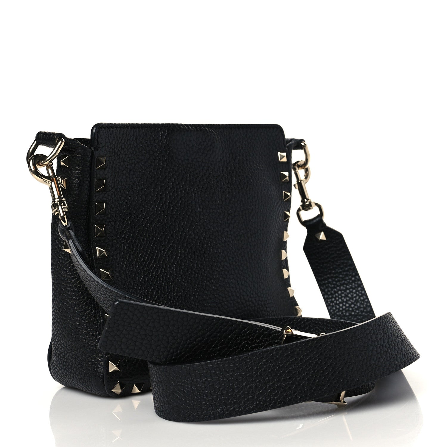 Valentino Garavani Pebbled Calfskin Mini Rockstud Flip-Lock Messenger Bag Black 2 of 8