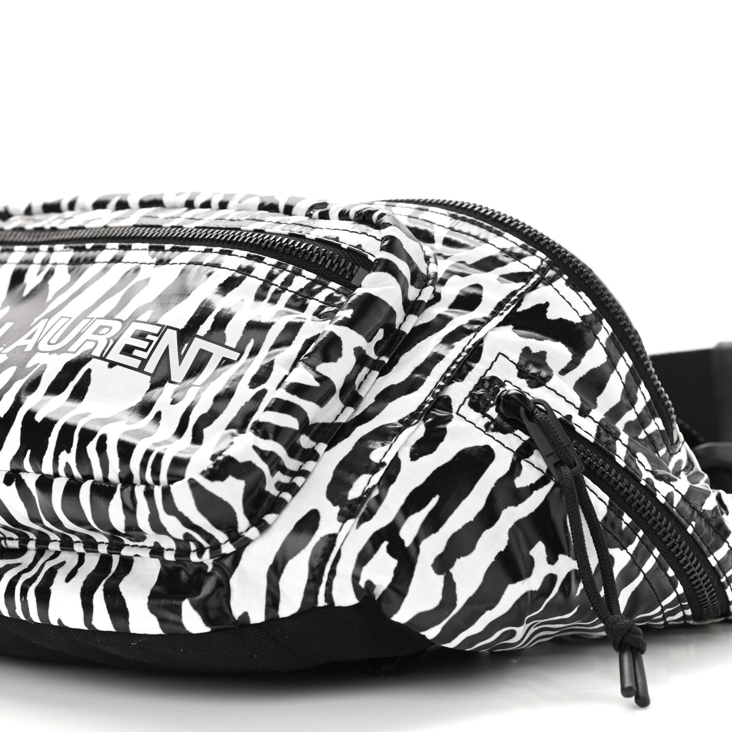 Saint Laurent Nylon Leopard Print Belt Bag Black White 9 of 9