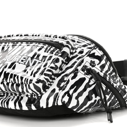 Saint Laurent Nylon Leopard Print Belt Bag Black White 9 of 9