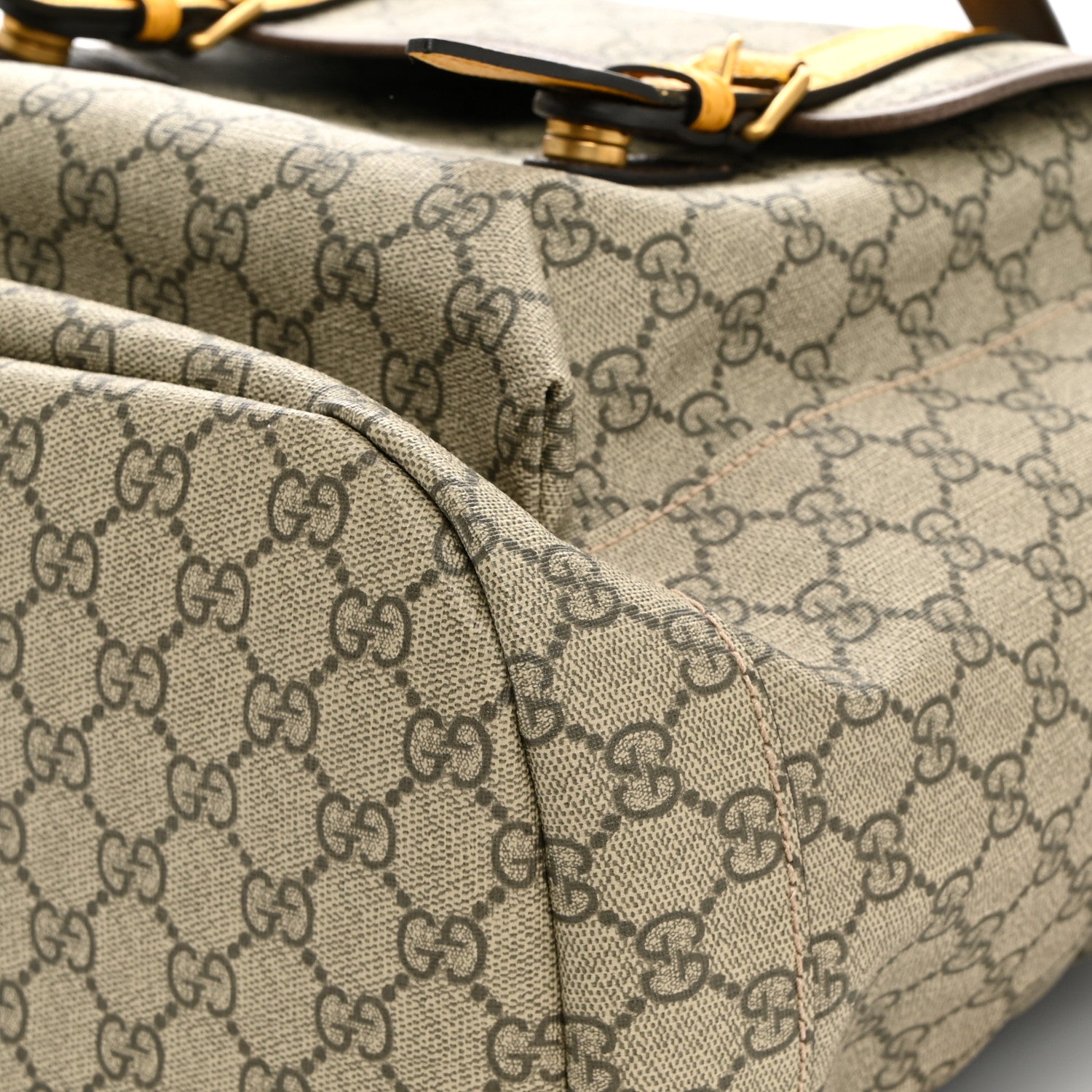 Gucci Soft GG Supreme Monogram Neo Vintage Double Buckle Backpack Beige New Acero Crop 9 of 9