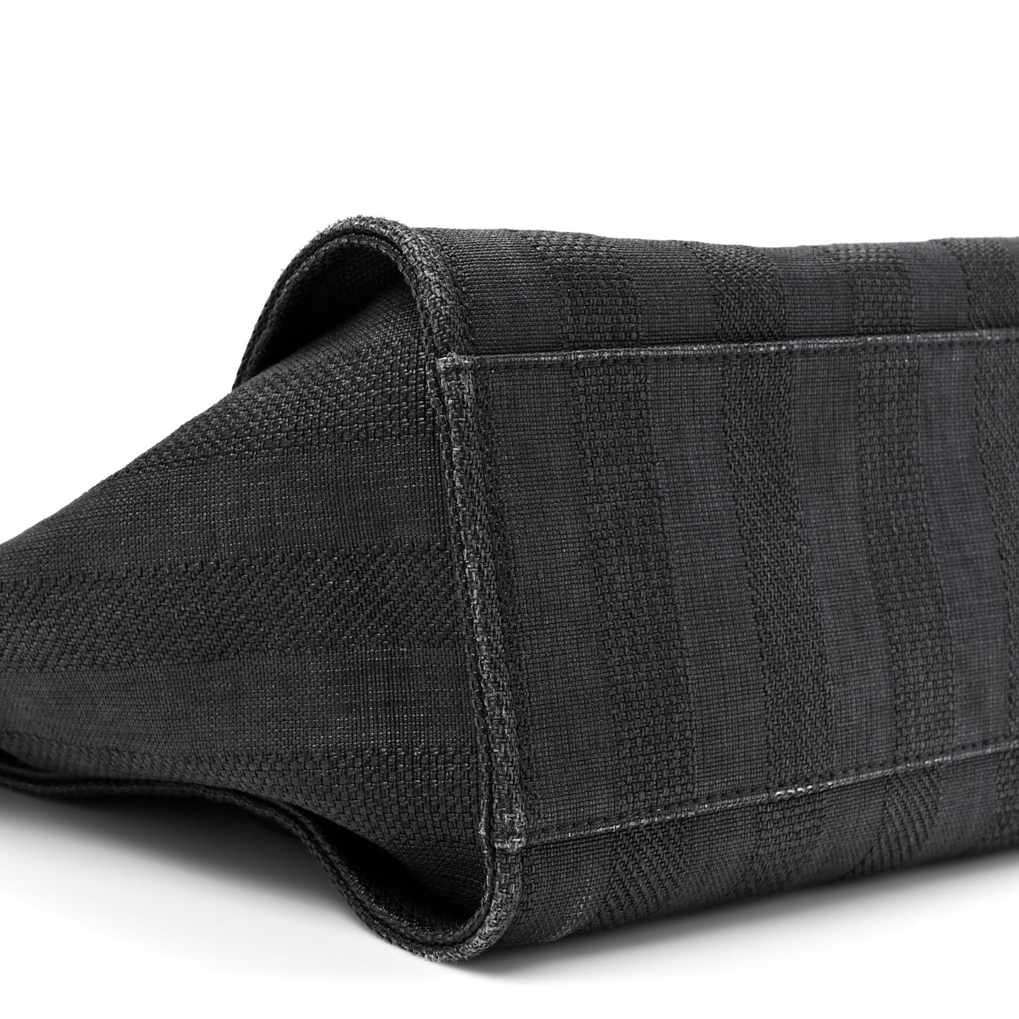 Mixed Fibers Calfskin Striped Medium Deauville Tote Black
