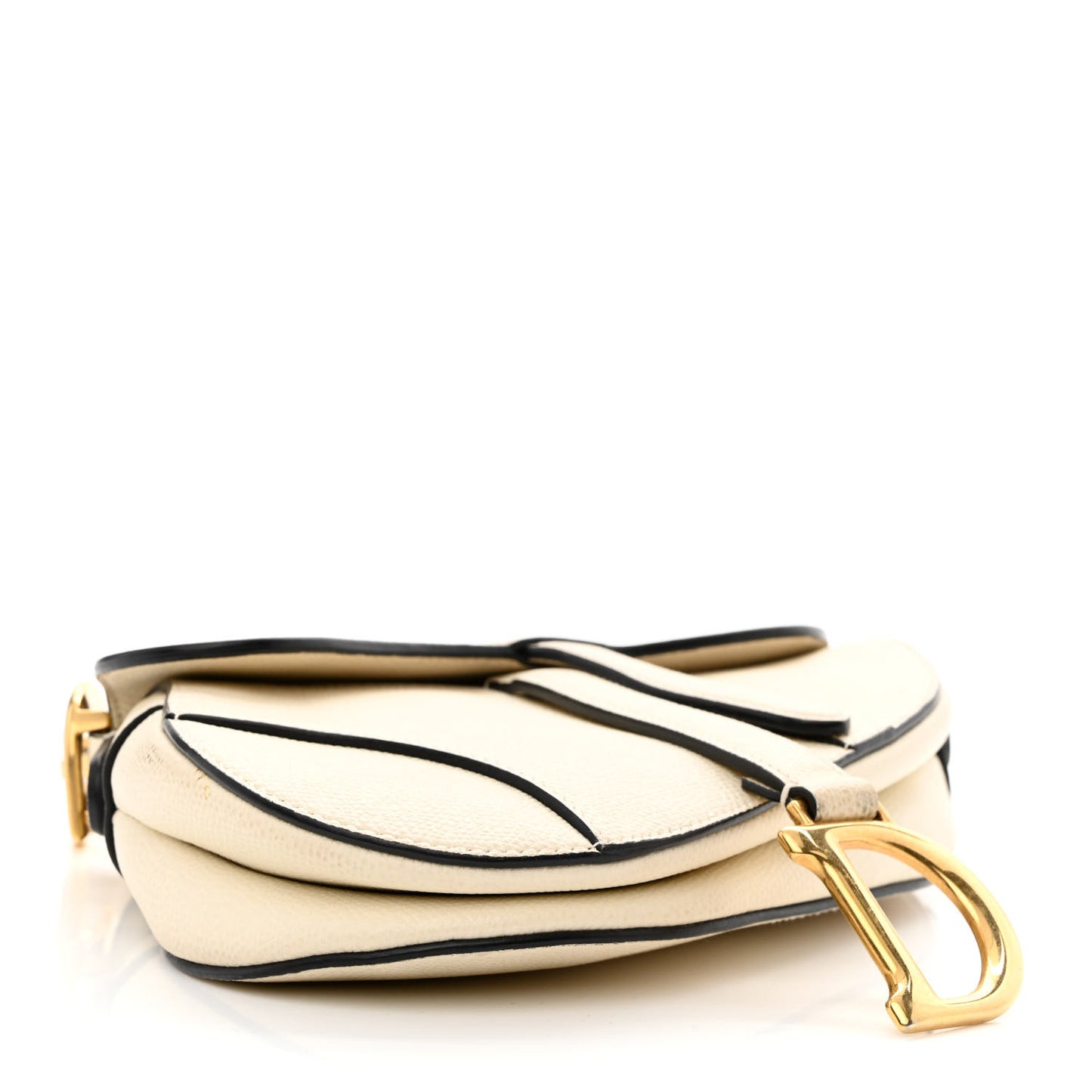 Grained Calfskin Mini Saddle Bag White