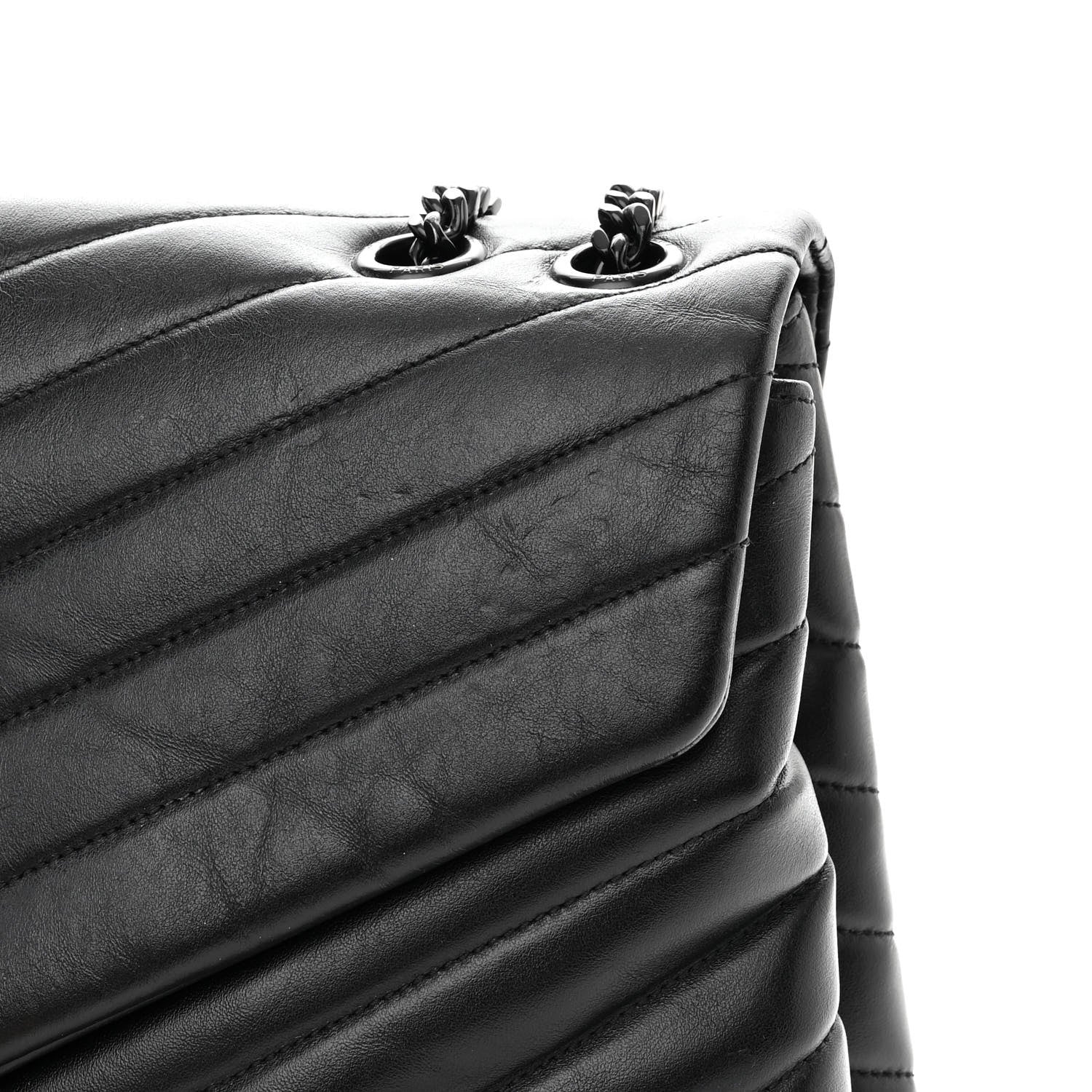 Saint Laurent Calfskin Y Quilted Monogram Monochrome Medium Loulou Chain Satchel Black 13 of 13