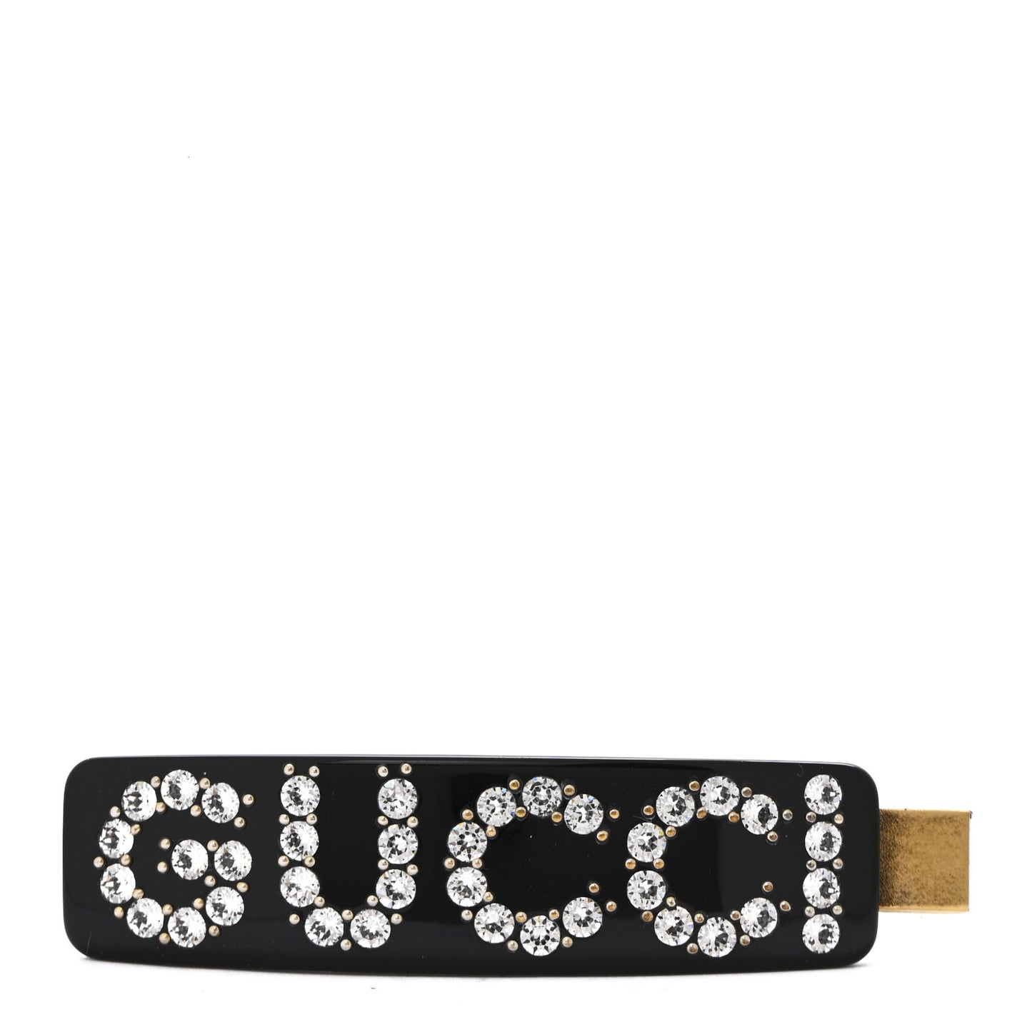 Resin Crystal Single Hair Barrette Black