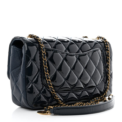 Chanel Patent Goatskin Quilted Medium CC Eyelet Flap Blue 3 of 10