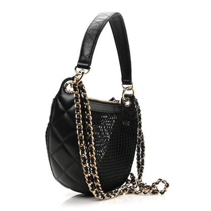 Chanel Mesh Shiny Lambskin Chain Hobo Black 4 of 11