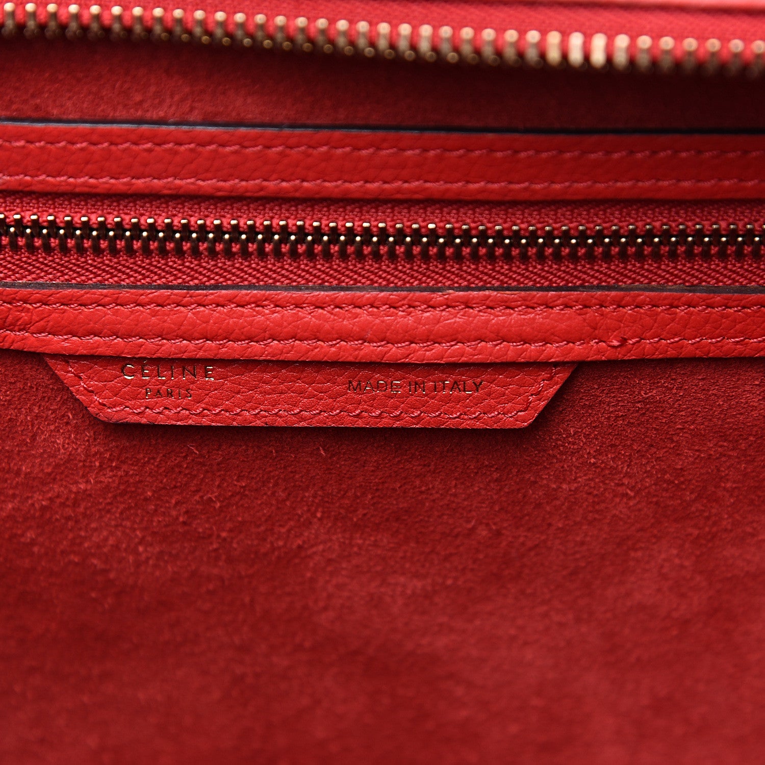 Celine Drummed Calfskin Mini Luggage Coquelicot 5 of 11