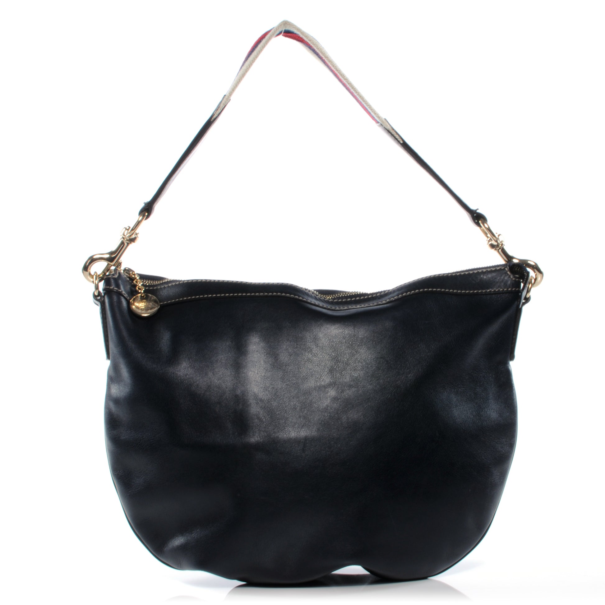 Gucci Leather Web Strap Hobo Navy 1 of 8