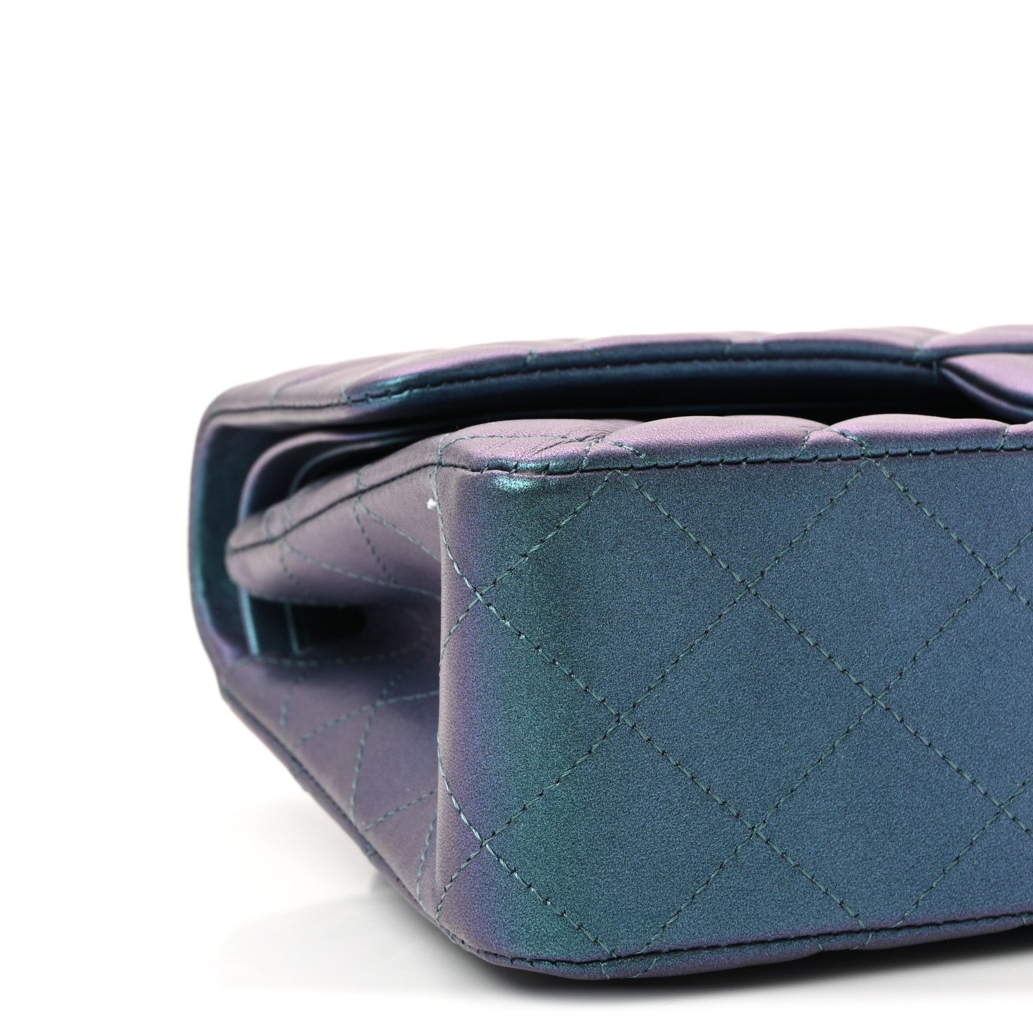 Chanel Metallic Lambskin Quilted Medium Double Flap Turquoise 9 of 10