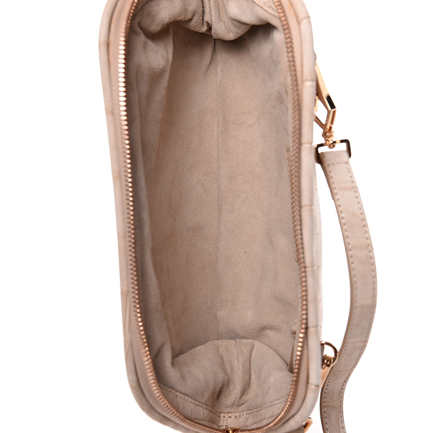 Nubuck Alligator Small Wilburg Clutch Natural Nude