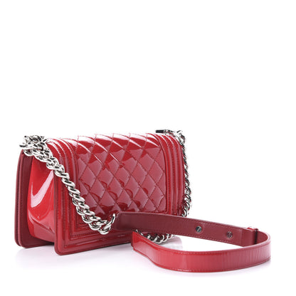 Chanel Patent Calfskin Quilted Small Plexiglass Boy Flap Red 3 of 11