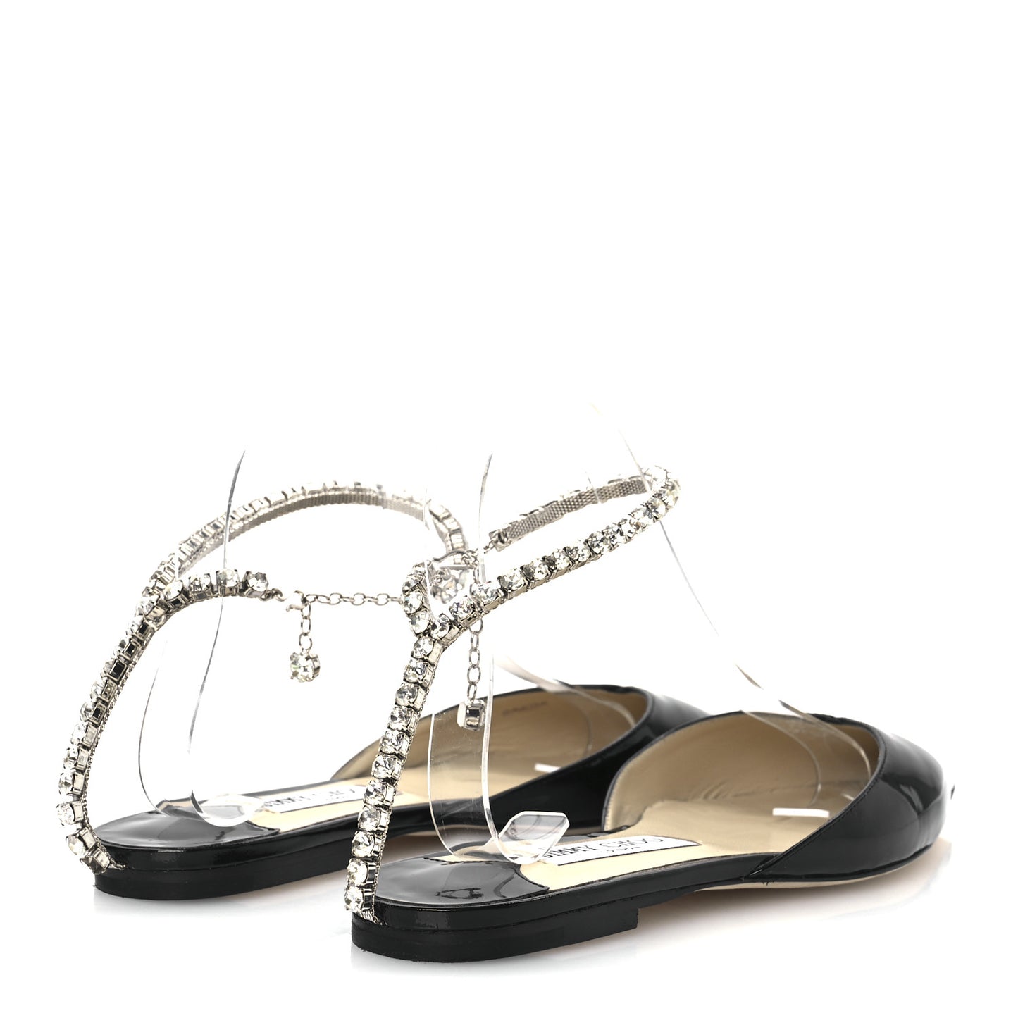 Patent Crystal Saeda Flats 38 Black