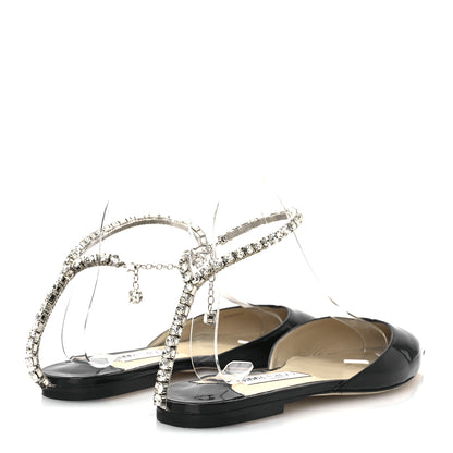 Jimmy Choo Patent Crystal Saeda Flats 38 Black 6 of 13