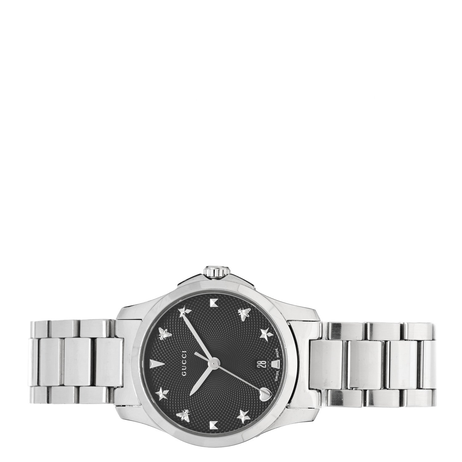 Gucci Stainless Steel 27mm G-Timeless Charm Quartz Watch Black 2 of 4