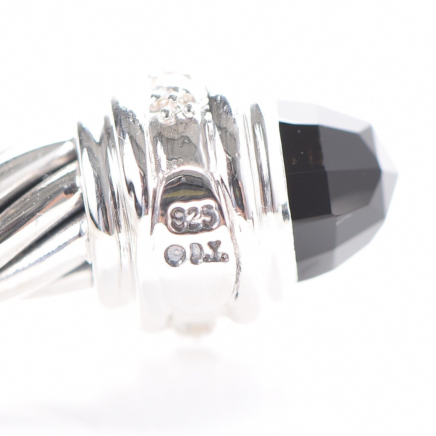 David Yurman Sterling Silver Diamond Black Onyx 7mm Cable Classics Bracelet 5 of 6