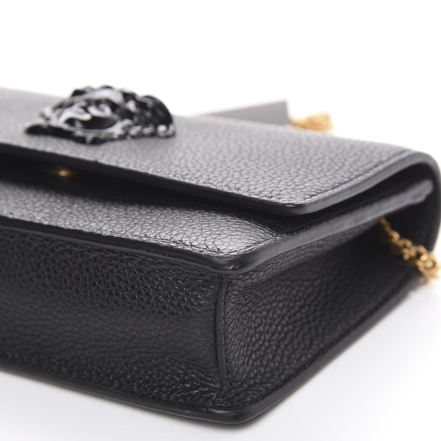 Grained Calfskin Palazzo Chain Evening Bag Black