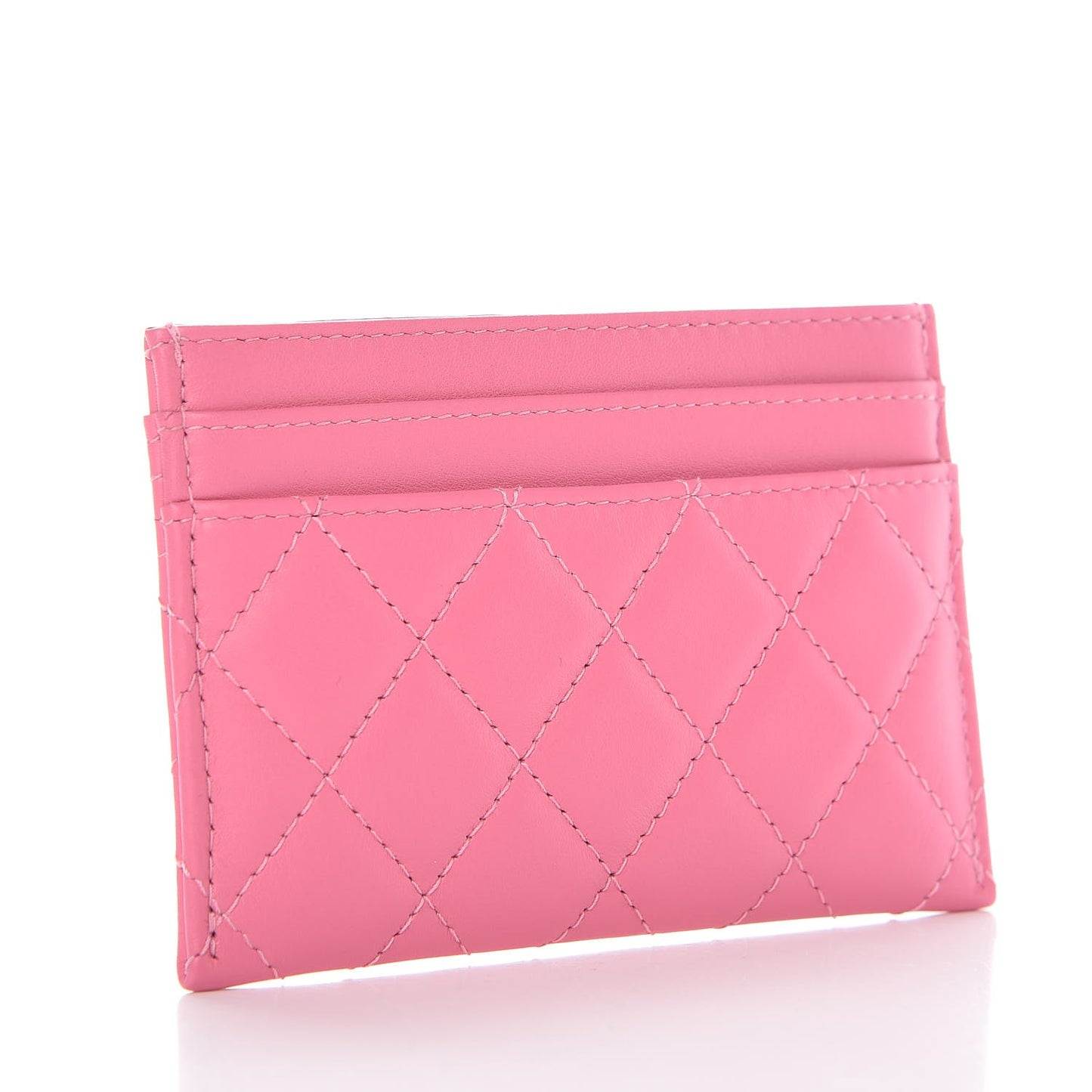 Lambskin Quilted Boy Card Holder Pink