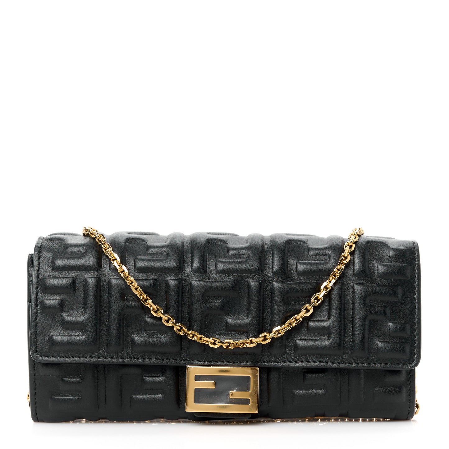 Nappa Matisse FF Embossed Continental Wallet On Chain Black