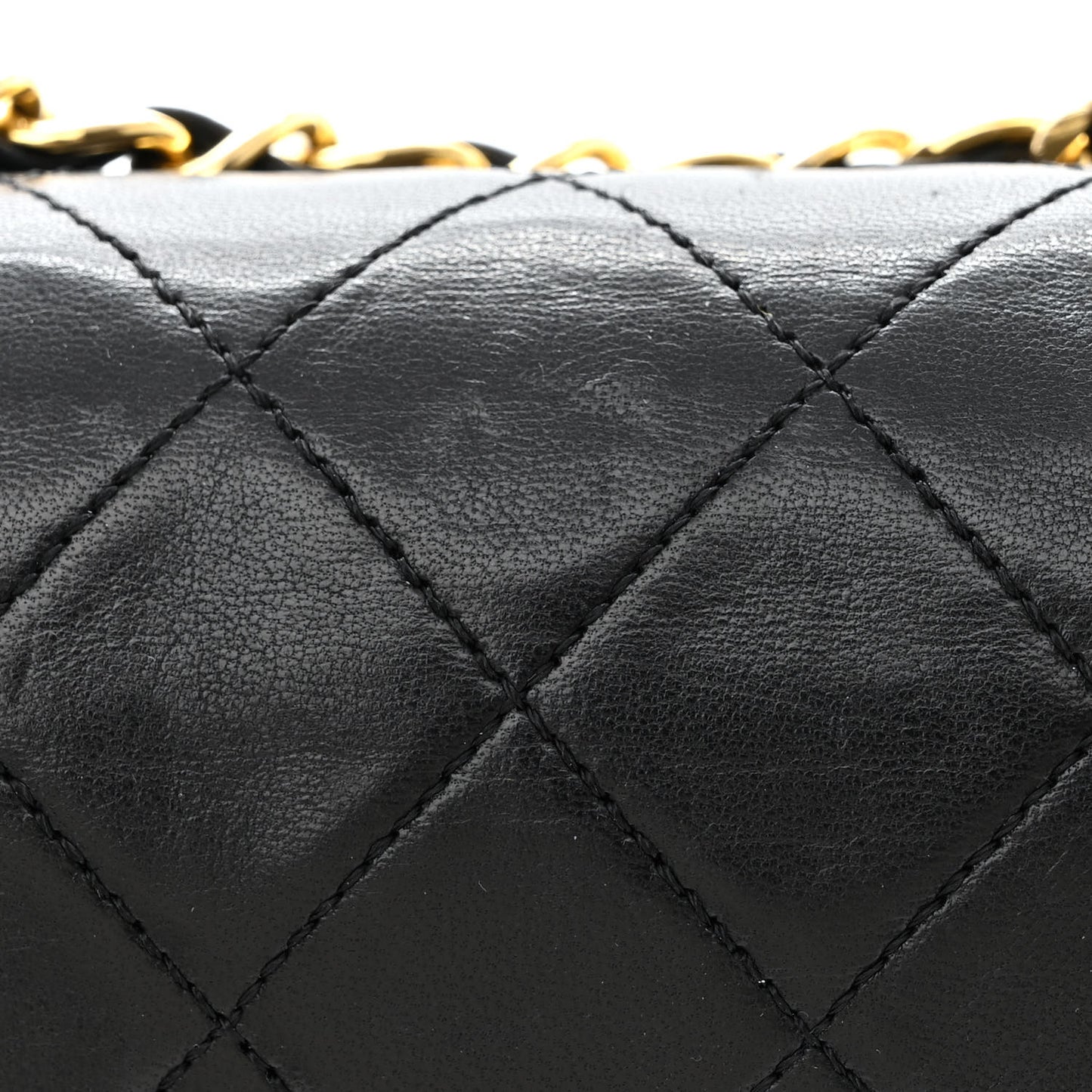 Lambskin Quilted Medium Double Flap Black
