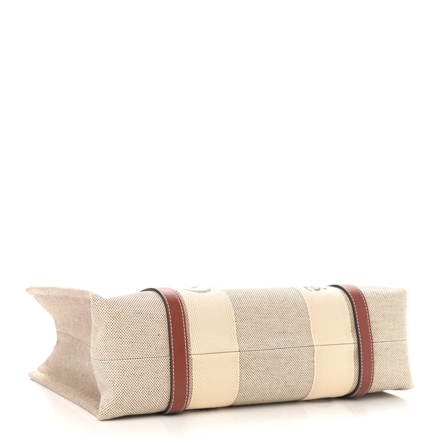 Cotton Calfskin Medium Woody Ribbon Tote White Brown