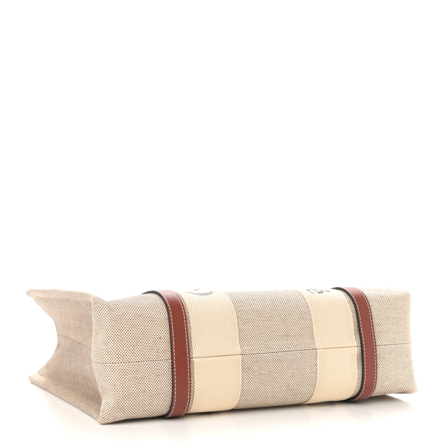 Chloe Cotton Calfskin Medium Woody Ribbon Tote White Brown 4 of 11