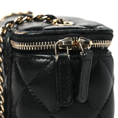 Chanel Lambskin Quilted Mini Vanity Case With Chain Black 14 of 15