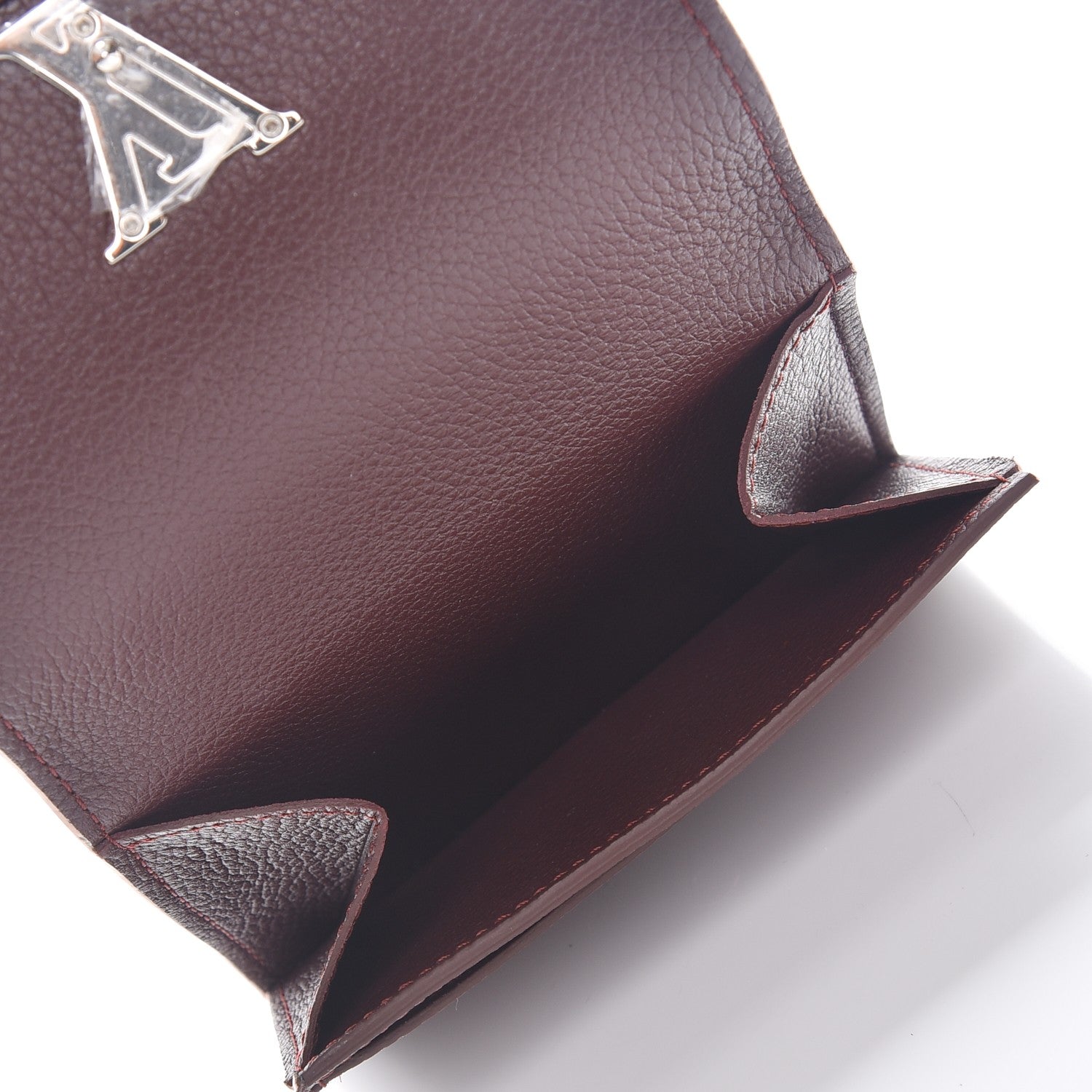 Louis Vuitton Calfskin LockMe II Compact Wallet Prune 5 of 9