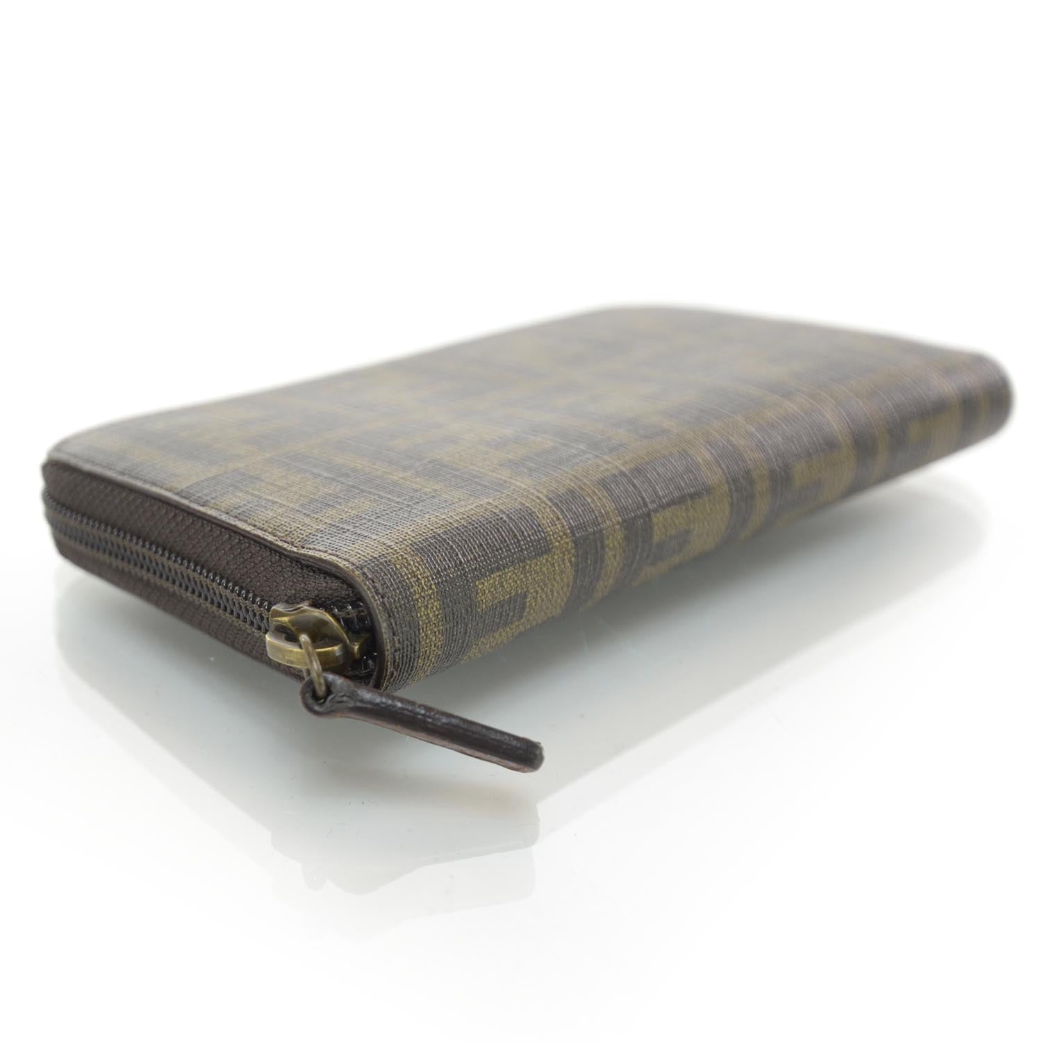Fendi Zucca Spalmati Zip Around Wallet Tobacco Cioccolato 4 of 6