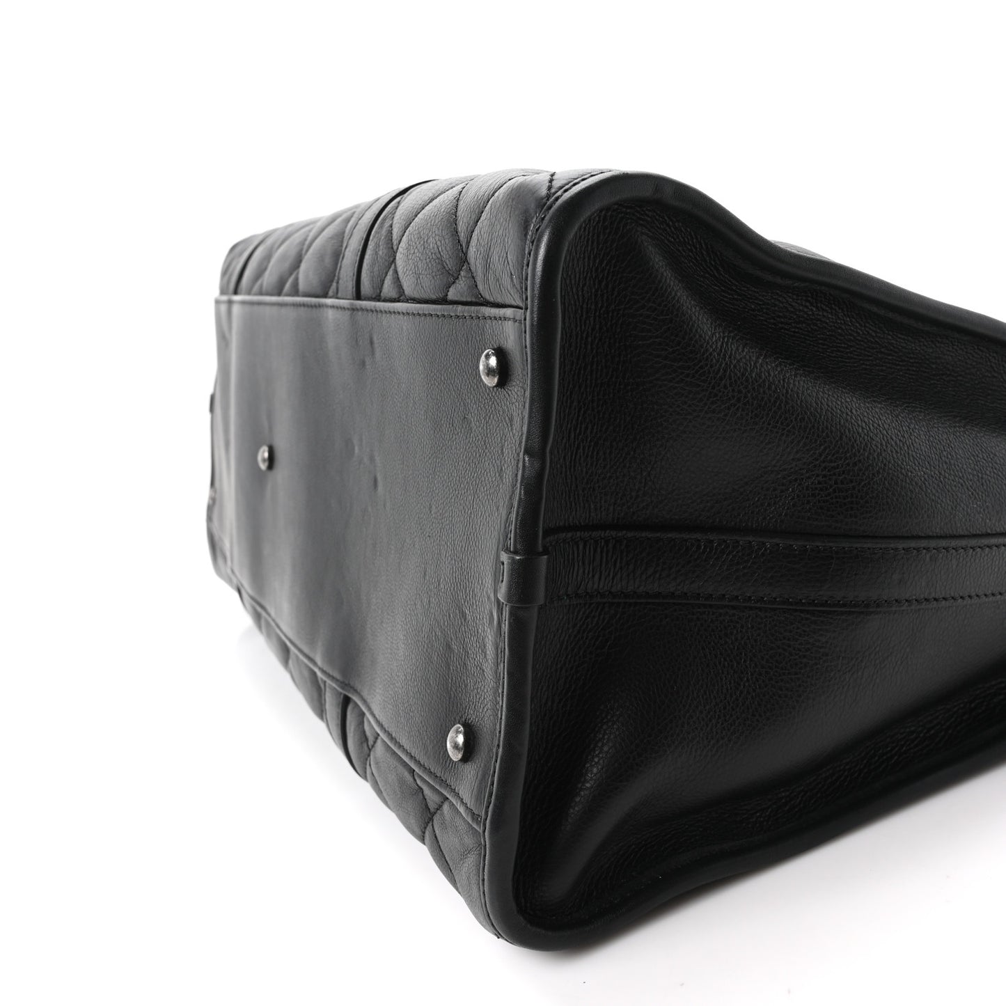 Calfskin Quilted Casual Riviera Bowling Bag Black