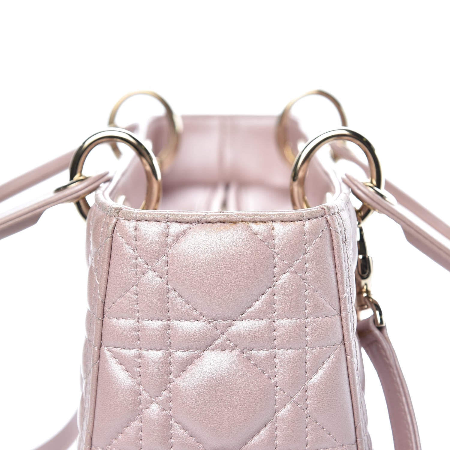 Christian Dior Pearly Lambskin Cannage Medium Lady Dior Lotus 16 of 16
