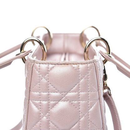 Christian Dior Pearly Lambskin Cannage Medium Lady Dior Lotus 16 of 16